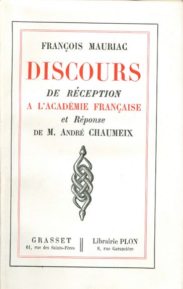 Discours de réception à l'Académie française - François Mauriac