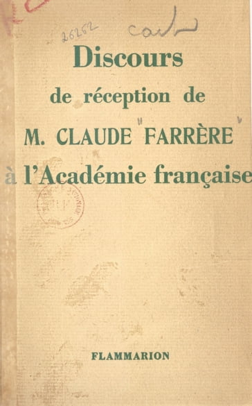 Discours de réception de Claude Farrère à l'Académie française - Claude Farrère