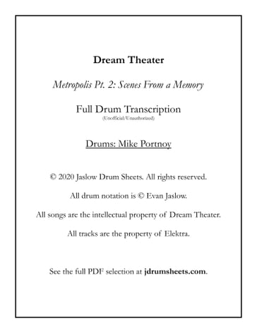 Dream Theater - Scenes From a Memory: Full Drum Transcription - Evan Jaslow