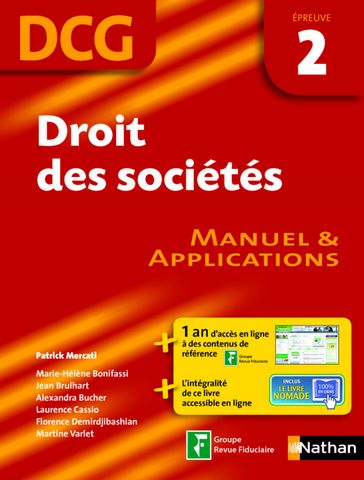 Droit des sociétés - épreuve 2 - DCG manuel Format : ePub 2 DCG Livre - Florence Demirdjibashian - Martine Varlet - Marie-Hélène Bonifassi - Jean Brulhart - Alexandra Bucher - Laurence Cassio - Patrick Mercati