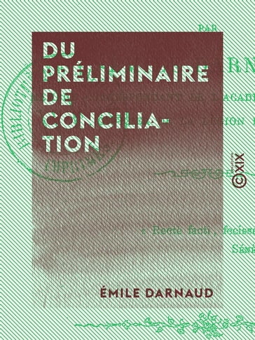 Du préliminaire de conciliation - Émile Darnaud