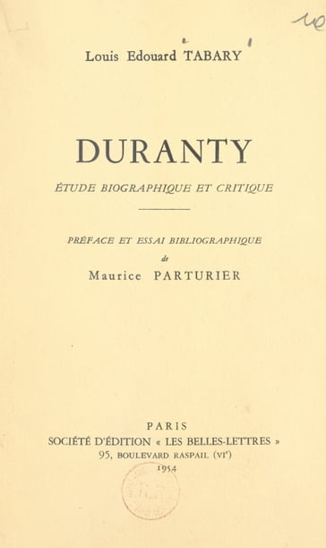 Duranty (1833-1880) - Louis-Édouard Tabary - Société des professeurs français en Amérique