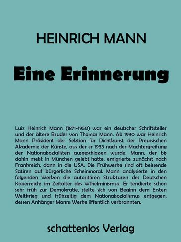 Eine Erinnerung - Heinrich Mann