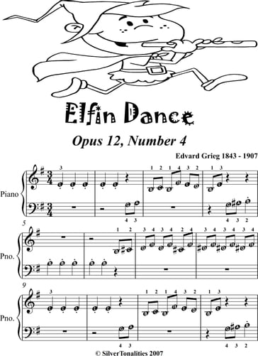 Elfin Dance Opus 12 Number 4 Beginner Piano Sheet Music - Edvard Grieg
