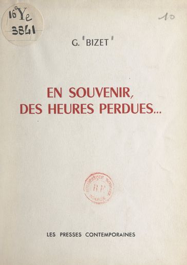 En souvenir, des heures perdues... - Georges Bizet