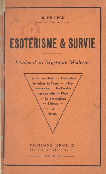Esotérisme et survie - M. de Meck