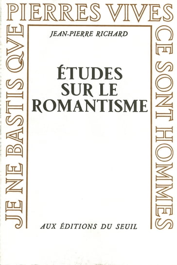 Etudes sur le romantisme - Jean-Pierre Richard