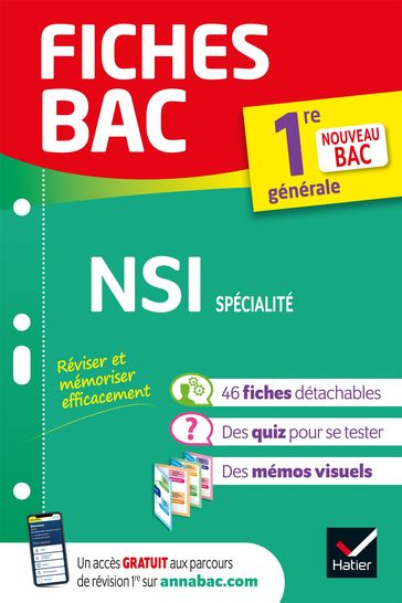 Fiches bac NSI 1re générale (spécialité) - Céline Adobet - Guillaume Connan - Gérard Rozsavolgyi - Laurent Signac