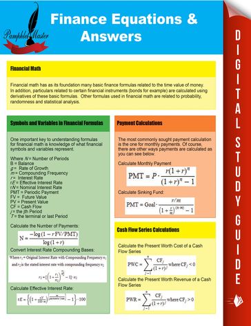 Finance Equations & Answers - Pamphlet Master