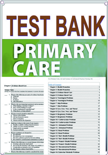For Primary Care, Art and Science of Advanced Practice Nursing Test bank - Candice Sample