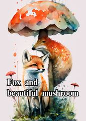 Fox and beautiful mushroom