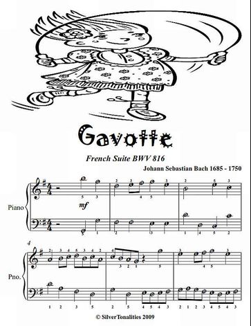 Gavotte French Suite BWV 816 Easy Piano Sheet Music - Johann Sebastian Bach