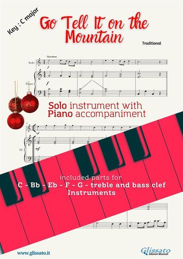 Go Tell it on the Mountain (in C) for solo instrument and piano - Traditional