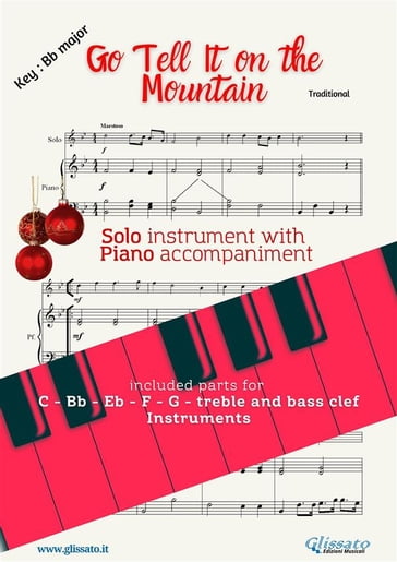 Go Tell it on the Mountain (in Bb) for solo instrument w/ piano - Traditional