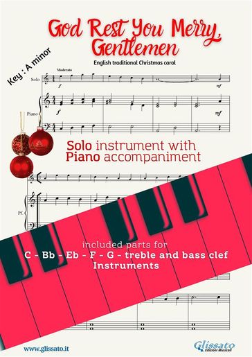 God Rest Ye Merry, Gentlemen (in Am) for solo instrument w/ piano - English traditional