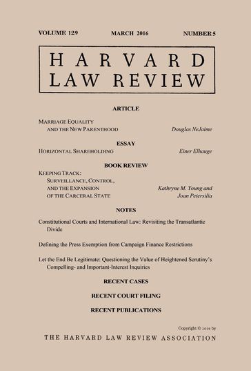 Harvard Law Review: Volume 129, Number 5 - March 2016 - Harvard Law Review