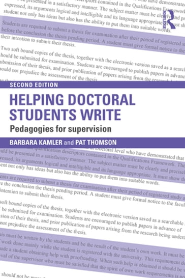 Helping Doctoral Students Write - Barbara Kamler - Pat Thomson
