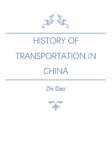 History of Transportation in China - Zhi Dao