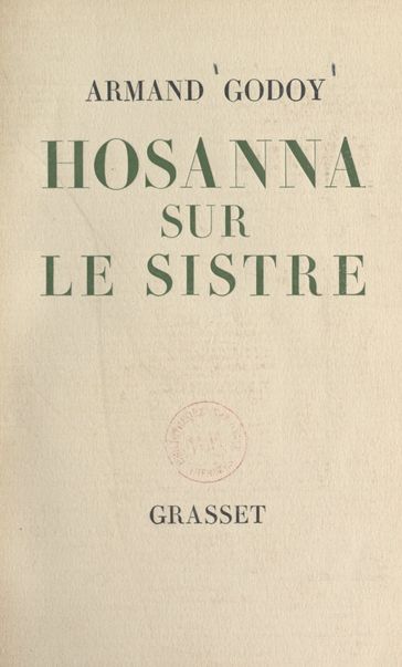 Hosanna sur le sistre - Armand Godoy