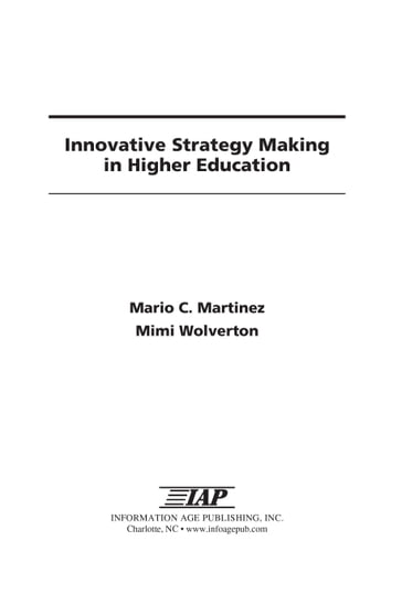 Innovative Strategy Making in Higher Education - Mario Martinez - Mimi Wolverton