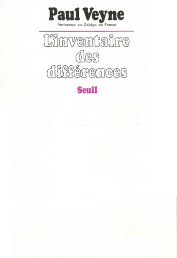 Inventaire des différences - Paul Veyne