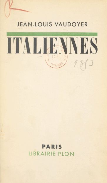 Italiennes - Jean-Louis Vaudoyer