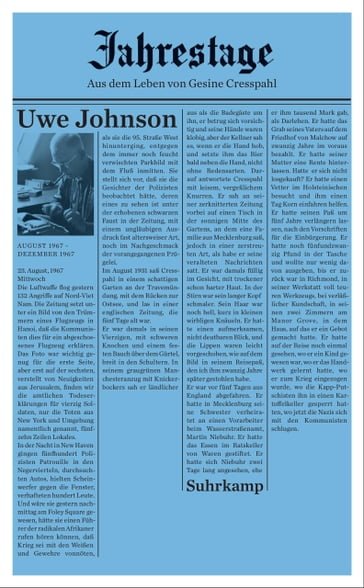 Jahrestage 1 - Uwe Johnson