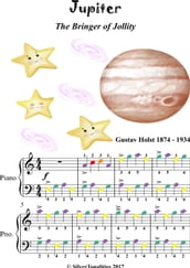 Jupiter the Bringer of Jollity Easy Piano Sheet Music with Colored Notes