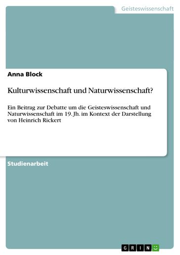 Kulturwissenschaft und Naturwissenschaft? - Anna Block