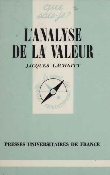 L'Analyse de la valeur - Jacques Lachnitt