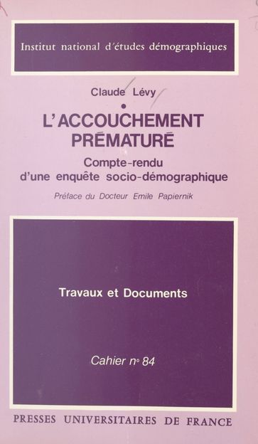 L'accouchement prématuré - Claude Lévy