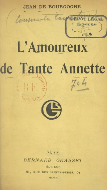 L'amoureux de Tante Annette - Jean de Bourgogne