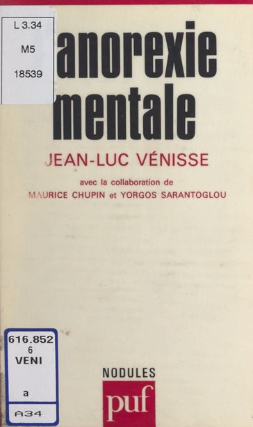 L'anorexie mentale - Daniel Widlocher - Jean-Luc Venisse - Maurice Chupin - Yorgos Sarantoglou - Yves Pélicier