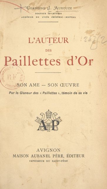 L'auteur des "Paillettes d'or" - Joseph Aurouze