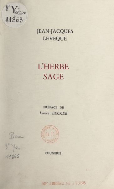 L'herbe sage - Jean-Jacques Lévêque