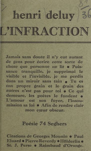 L'infraction - Henri Deluy