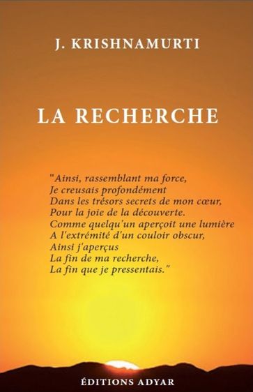 La Recherche - Jiddu Krishnamurti