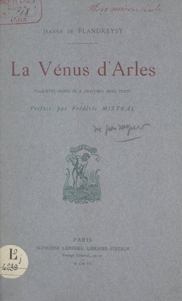 La Vénus d'Arles - Jeanne de Flandreysy