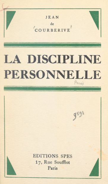 La discipline personnelle - Jean de Courberive