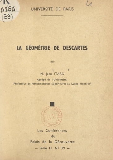 La géométrie de Descartes - Jean Itard - Université de Paris