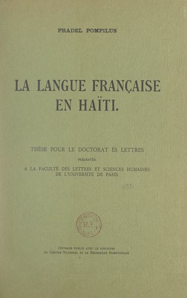 La langue française en Haiti - Pradel Pompilus