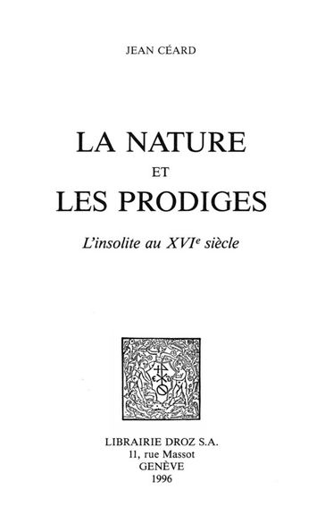 La nature et les prodiges - Jean Céard