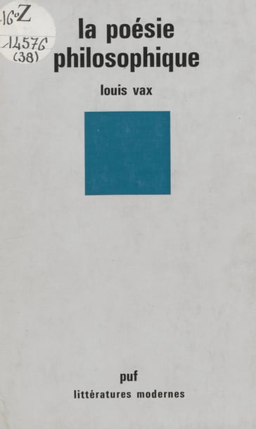 La poésie philosophique - Louis Vax - Robert MAUZI