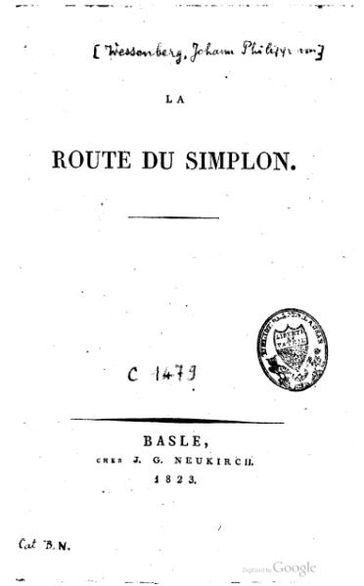 La route du Simplon - Johann Philipp von Wessenberg