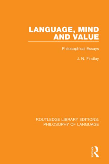 Language, Mind and Value - J N Findlay