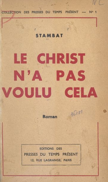 Le Christ n'a pas voulu cela - Marc Stambat