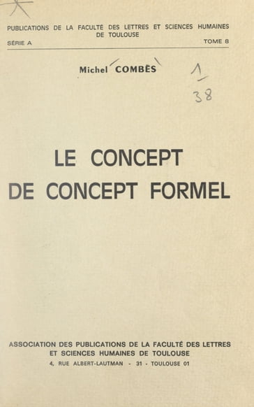 Le concept de concept formel - Faculté des lettres et sciences humaines de Toulouse - Michel Combès