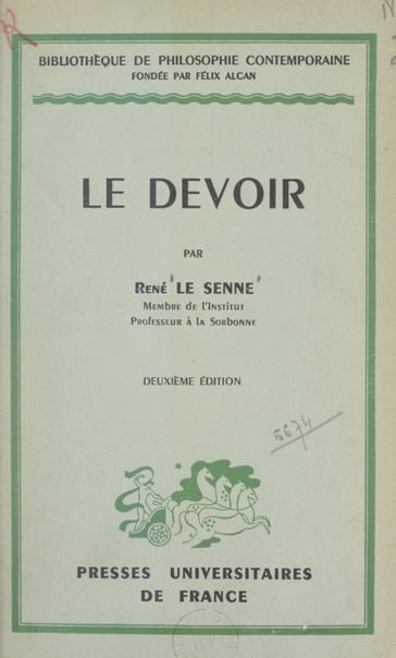 Le devoir - Félix Alcan - René Le Senne