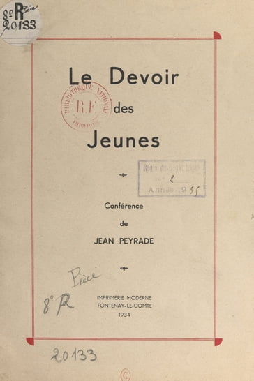 Le devoir des jeunes - Jean Peyrade