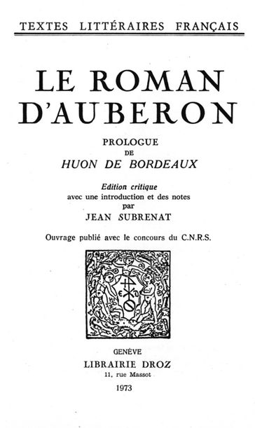 Le roman d'Auberon - Huon Bordeaux